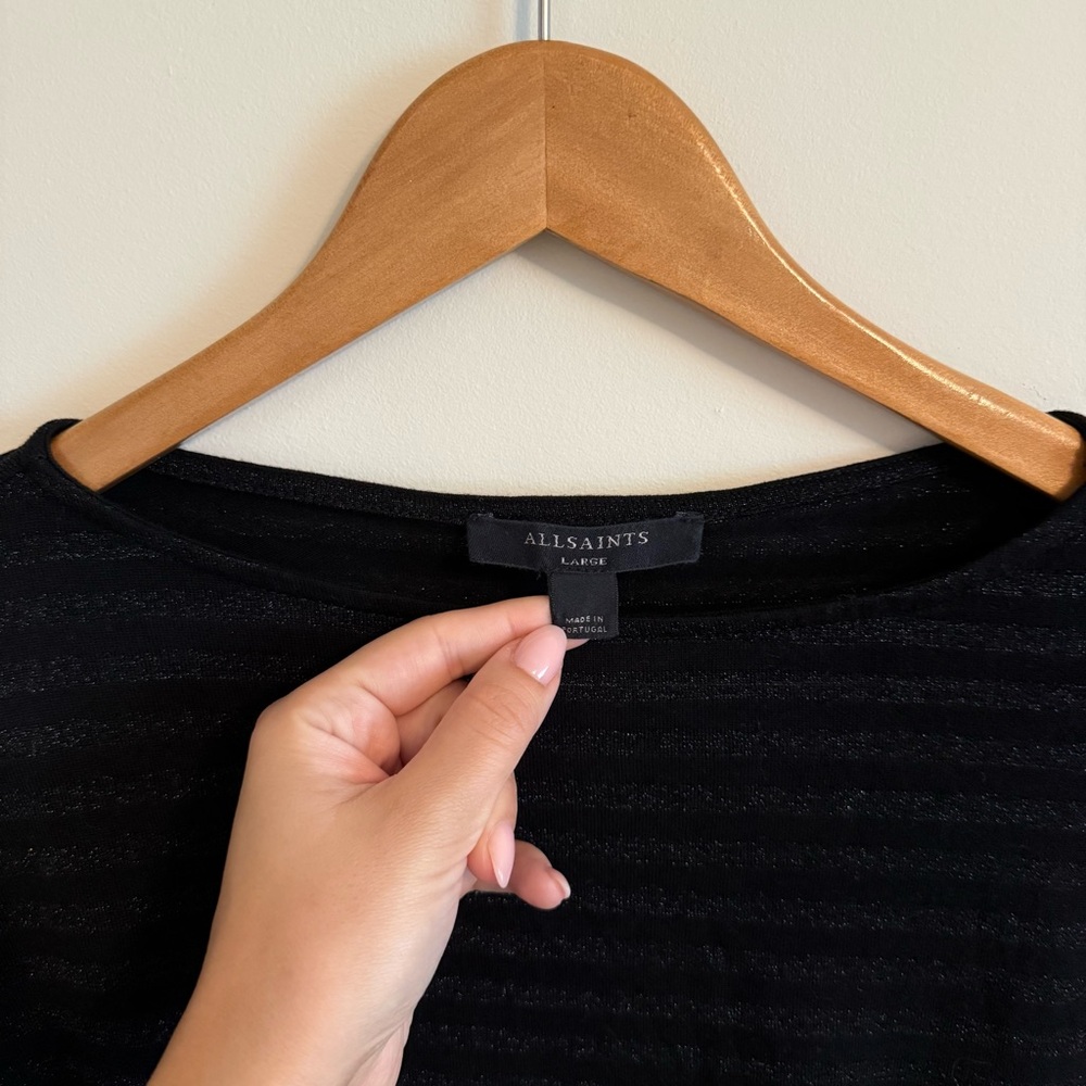 ALLSAINTS RITA STRIPED SHIMMER TOP - Picture 6 of 9